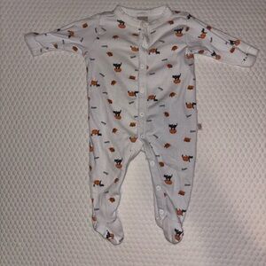Old Navy White Footed One-Piece with Orange Pumpkin & Black Cat Print